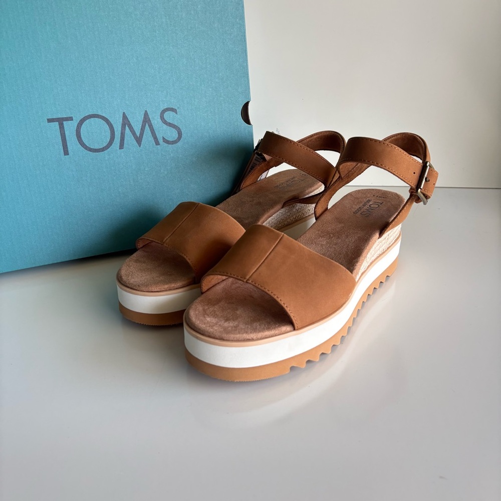 NIB Toms Diana Leather Wedge Sandal Size 9.5 - Picture 9 of 10
